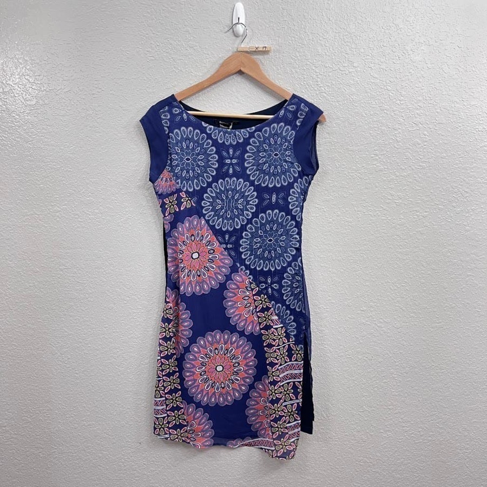 NEW Desigual Vest Kiroga Mini Dress Floral Print in Navy Blue Size small - Picture 2 of 13